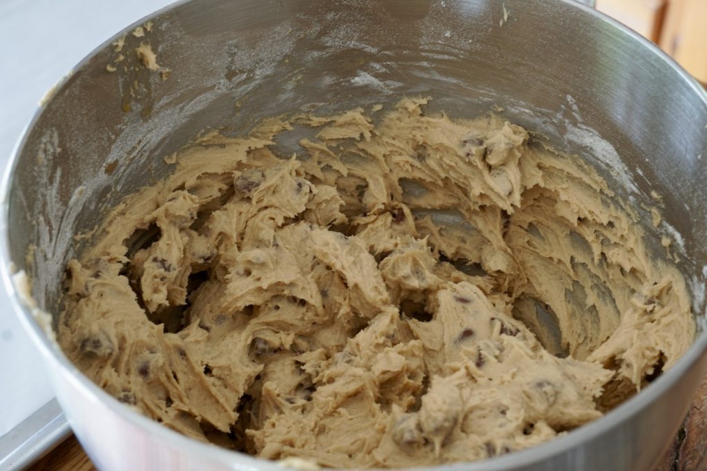 Mix the batter for the cookies together using a stand mixer