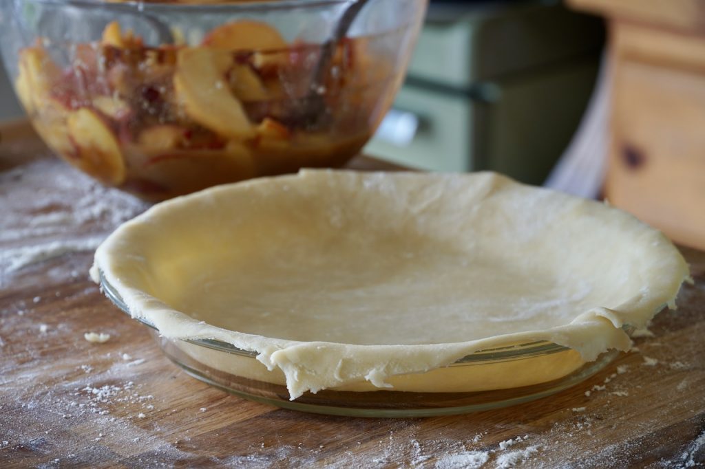 Pie plate lined with all-butter pie dough