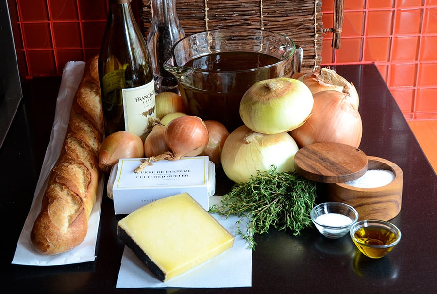 Ingredients for a Classic French Onion Soup