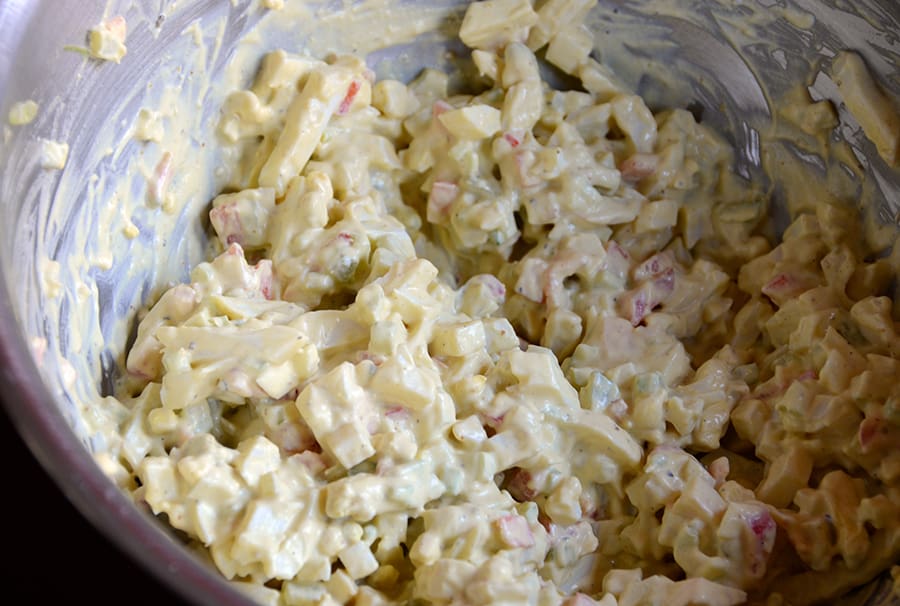 Creamy egg salad with mayonnaise