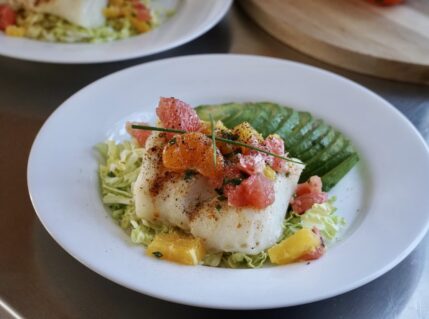 Baked Cod with citrus salad