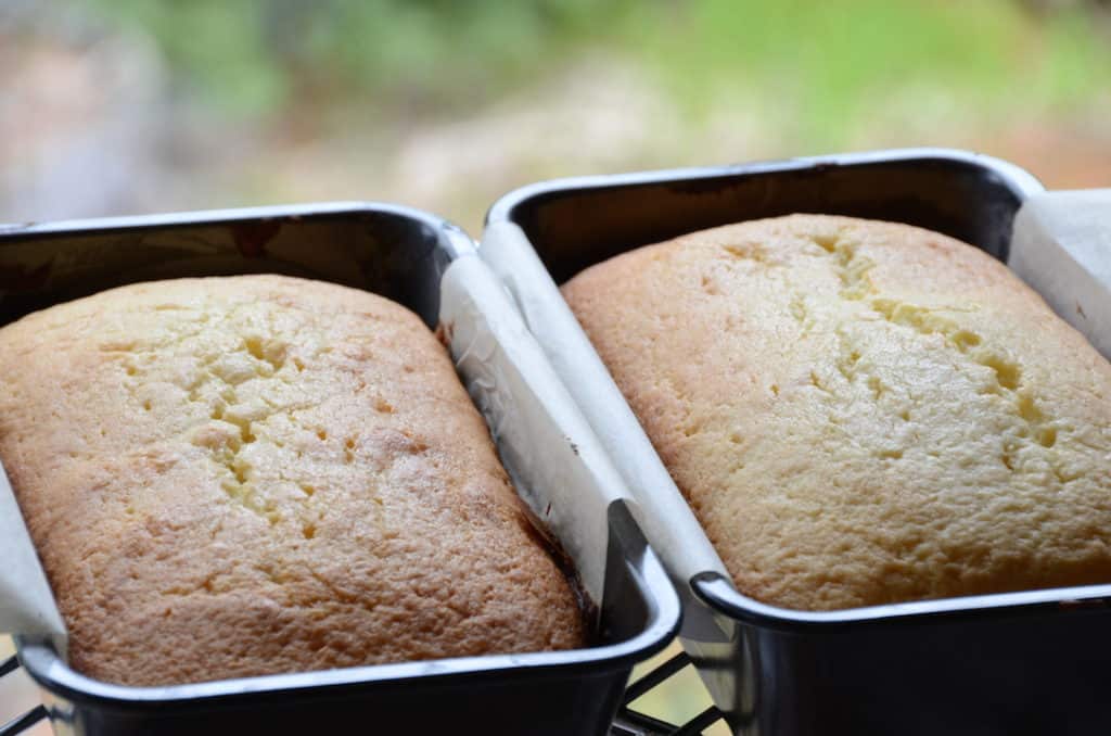 Moist Lemon Pound Cake baked in loaf pans
