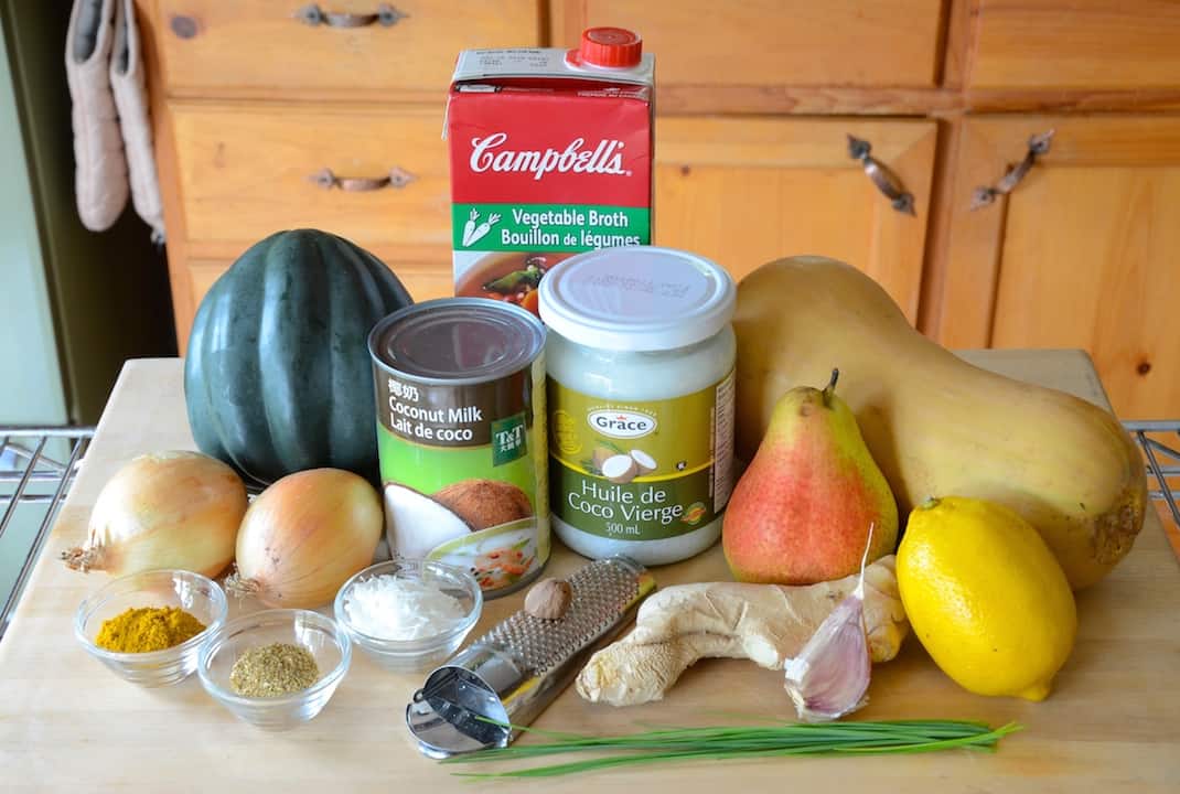 Ingredients for curried squash soup