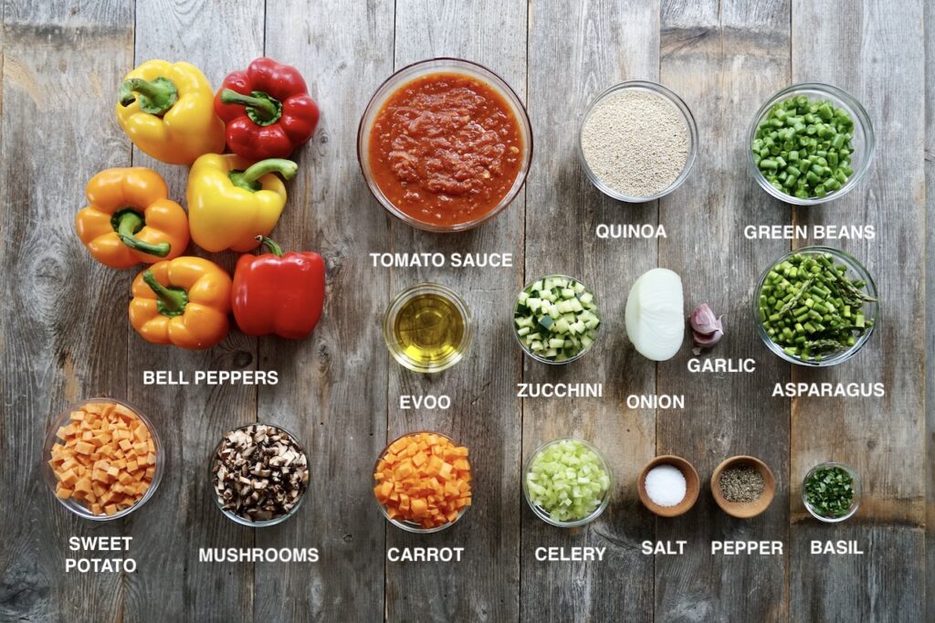 Here are the ingredients you'll need to make these delicious homemade stuffed peppers