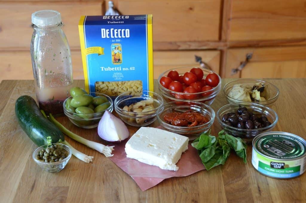 Ingredients for Mediterranean Pasta Salad