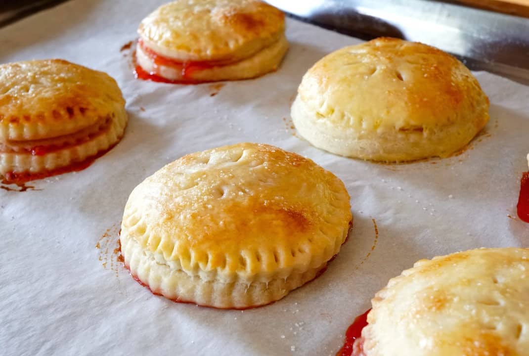 Strawberry Hand Pies freshly baked out of the oven