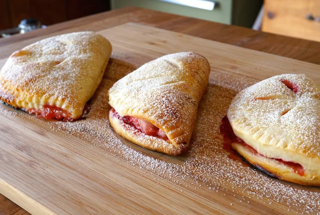 Strawberry hand pies dusted with icing sugar