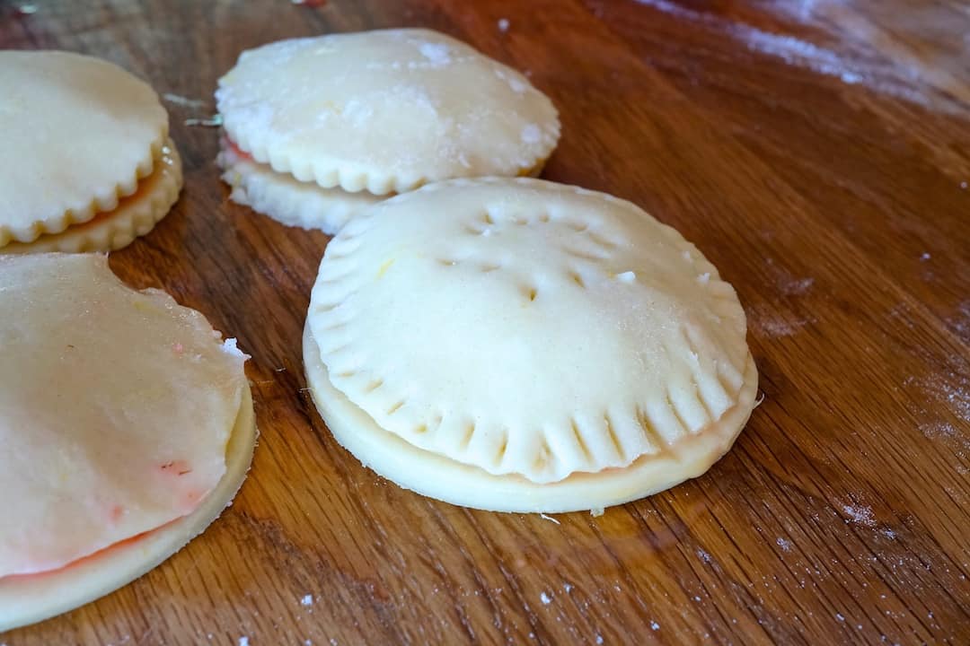 Hand pies ready to be brushed with egg wash