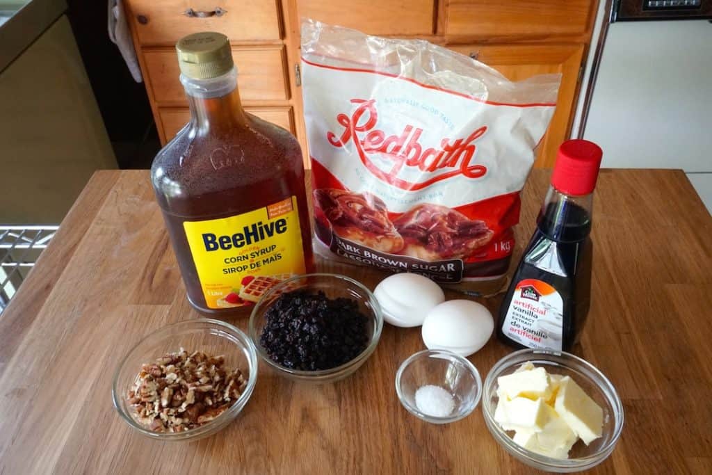 Ingredients for the filling for the butter tarts