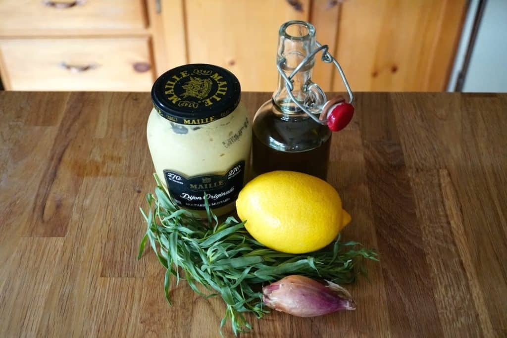 Ingredients for the vinaigrette used to dress the Grilled Tuna Salad