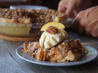 Peach Pie with Crumble topping