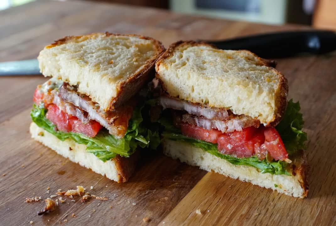 Pork Belly Lettuce Tomato Sandwich Weekend at the Cottage
