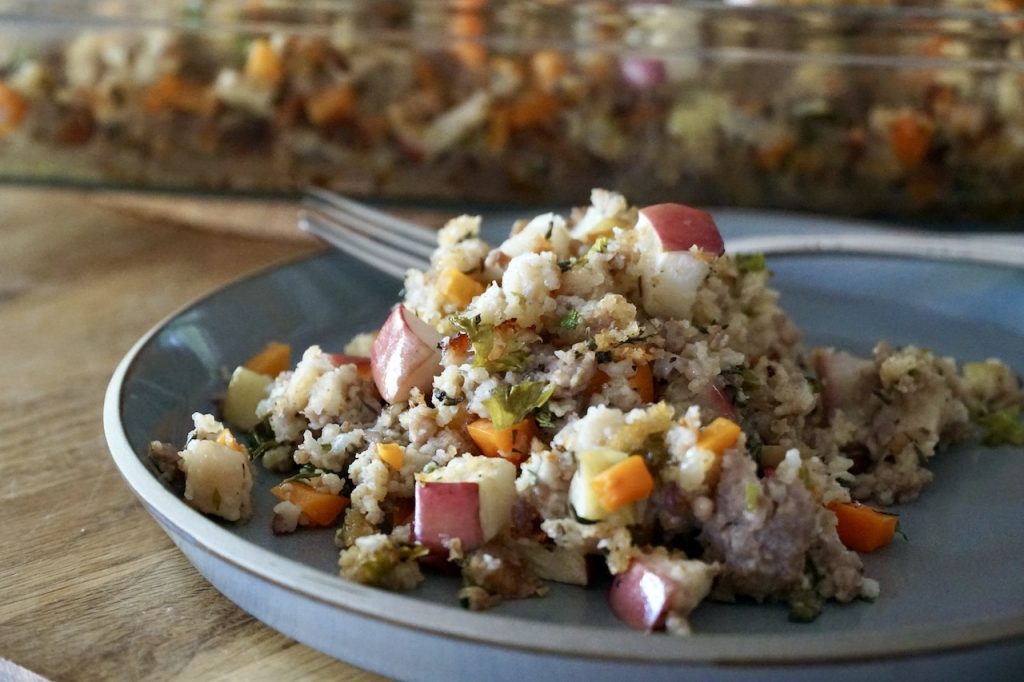 The best Sausage Dressing with apples recipe.