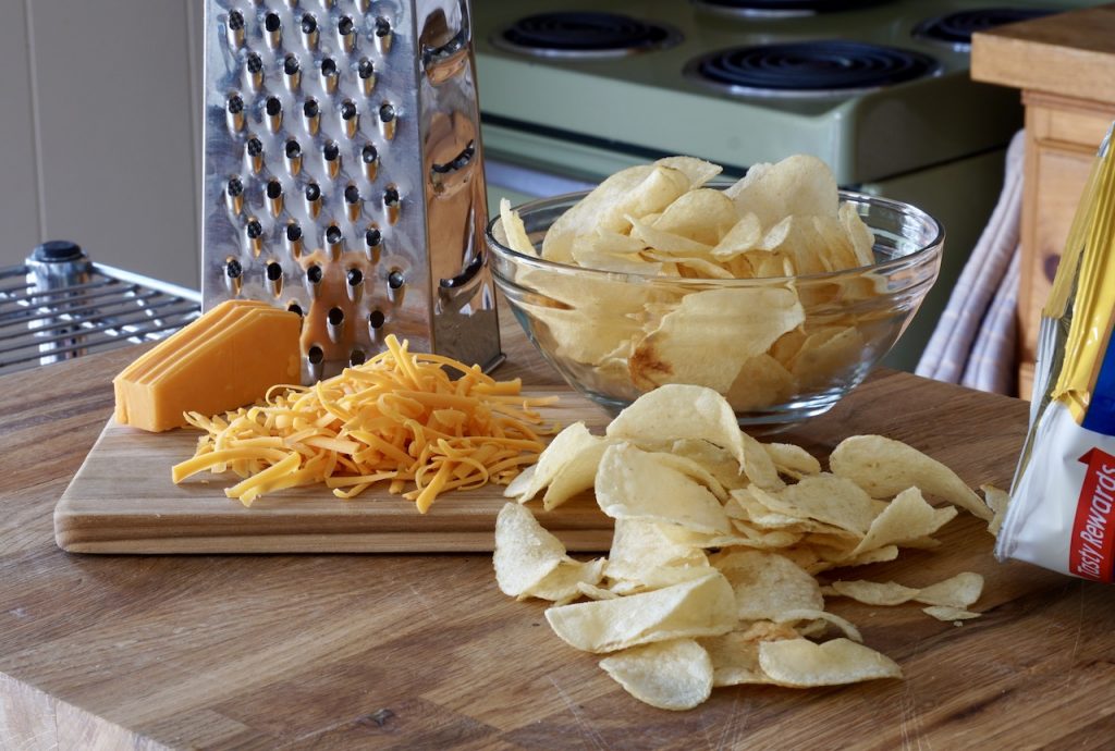 Chips and cheddar for the Tuna Casserole