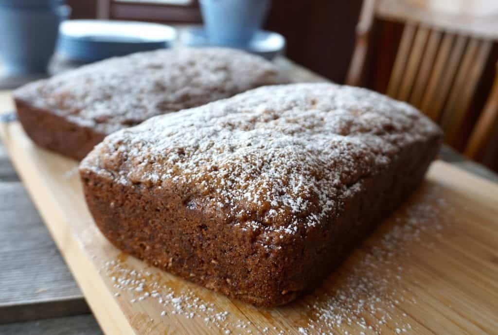 Spiced Zucchini Bread dusted with icing sugar