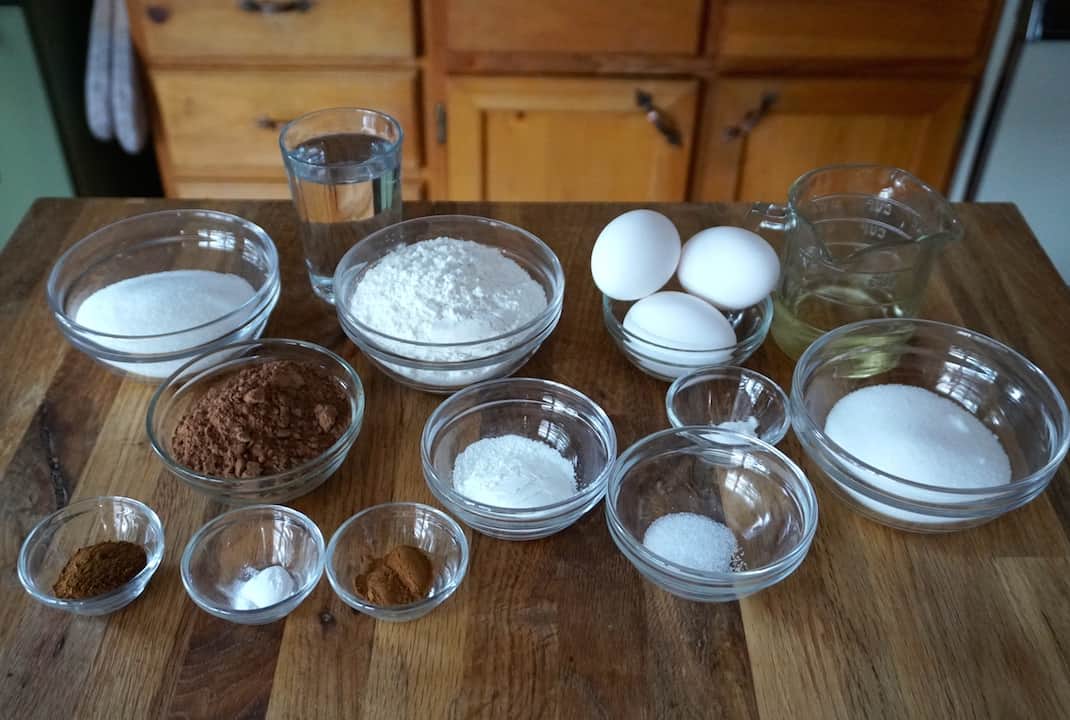 Ingredients for Homemade Chocolate Cake