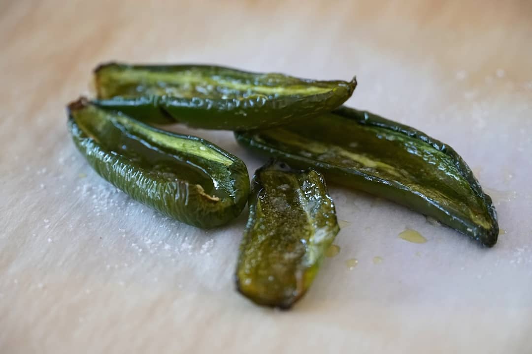 Blistered jalapeno peppers