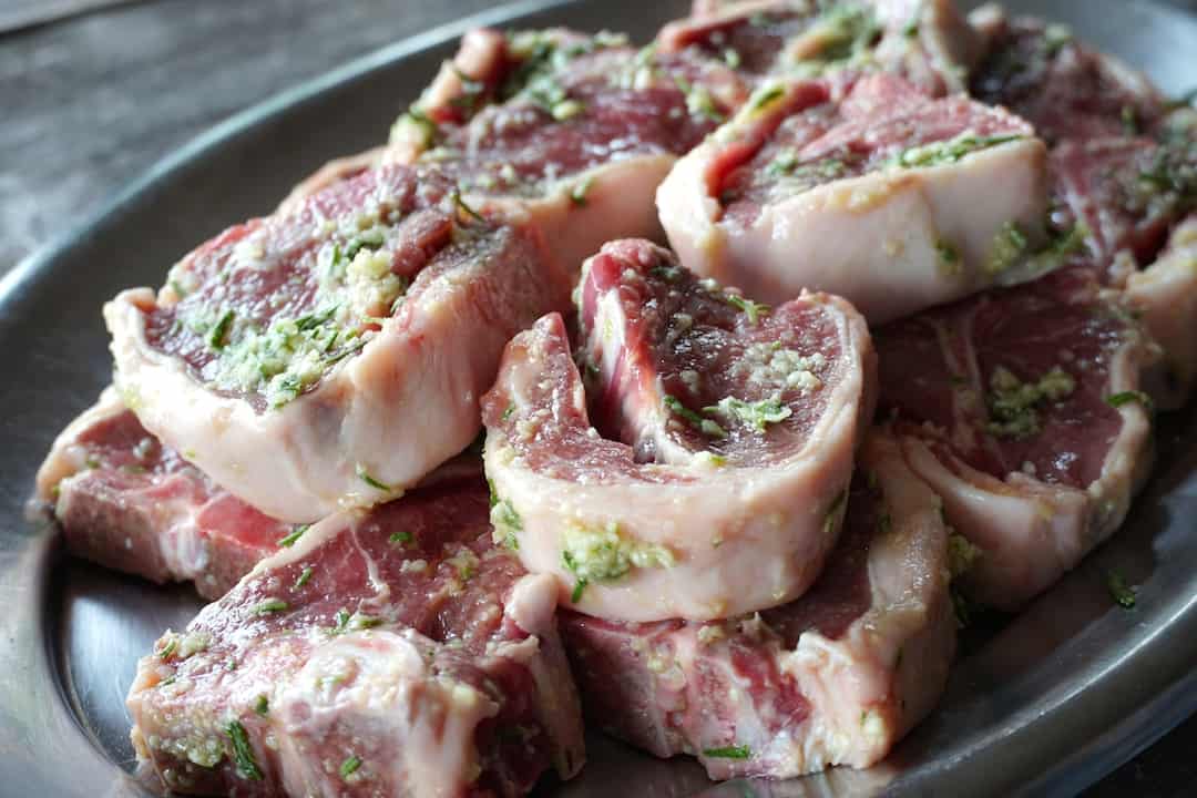 Lamb Loin Chops rubbed with garlic paste