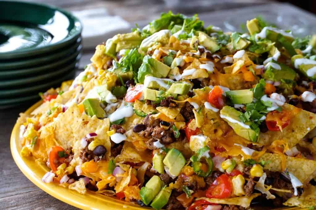 Close up of Oven-Baked Nachos