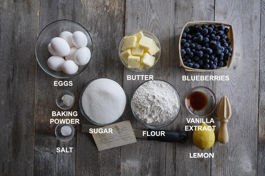 Ingredients for Blueberry Bundt Cake