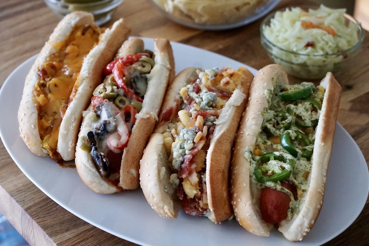 A tray of the Best Hot Dog Recipes