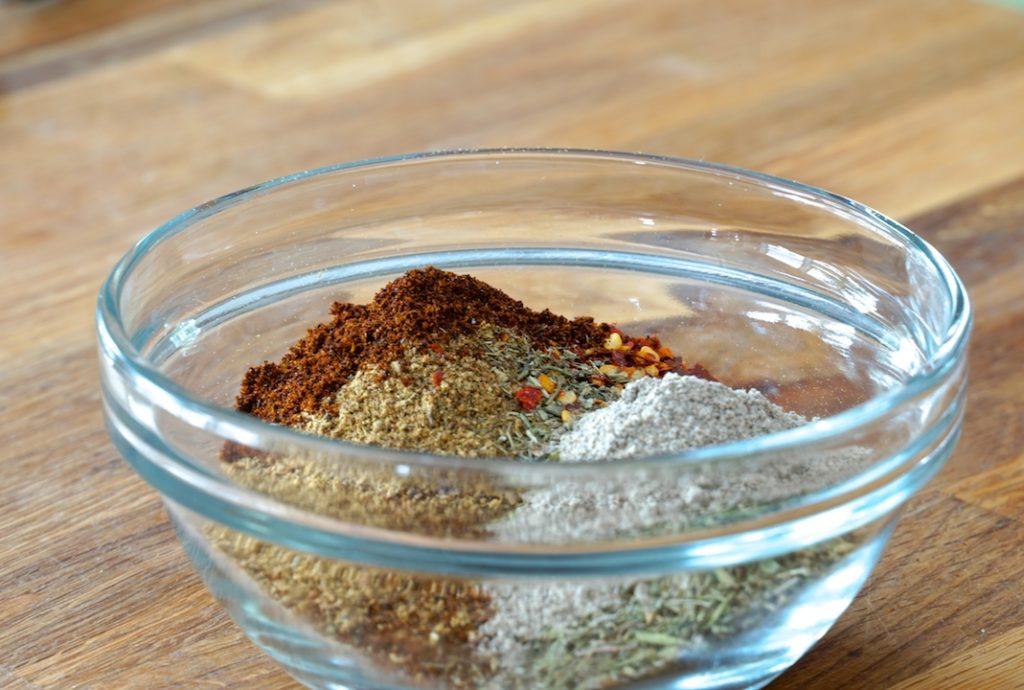 Spices assembled in a bowl