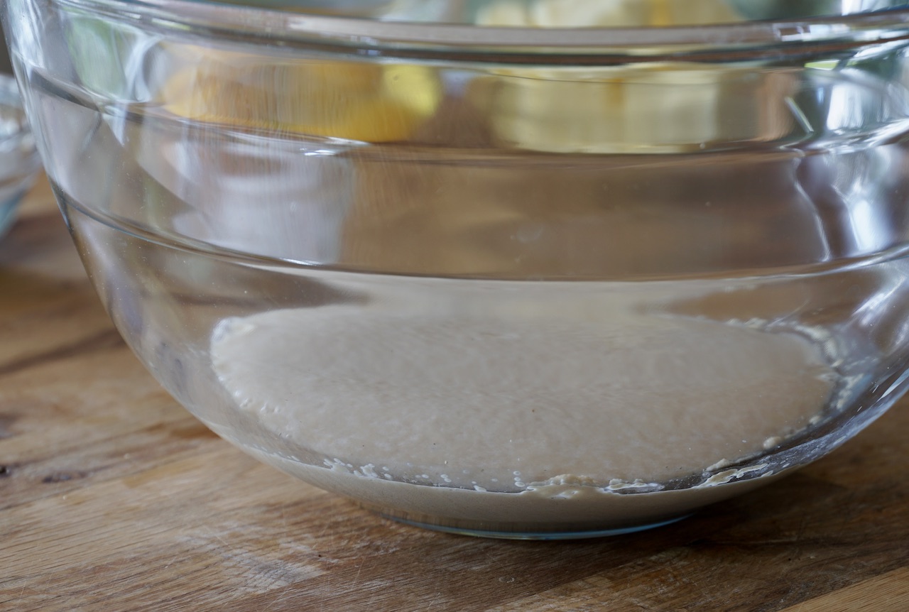 The yeast proofing in the bowl