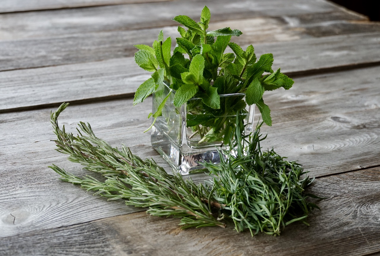 An assortment of fresh herbs