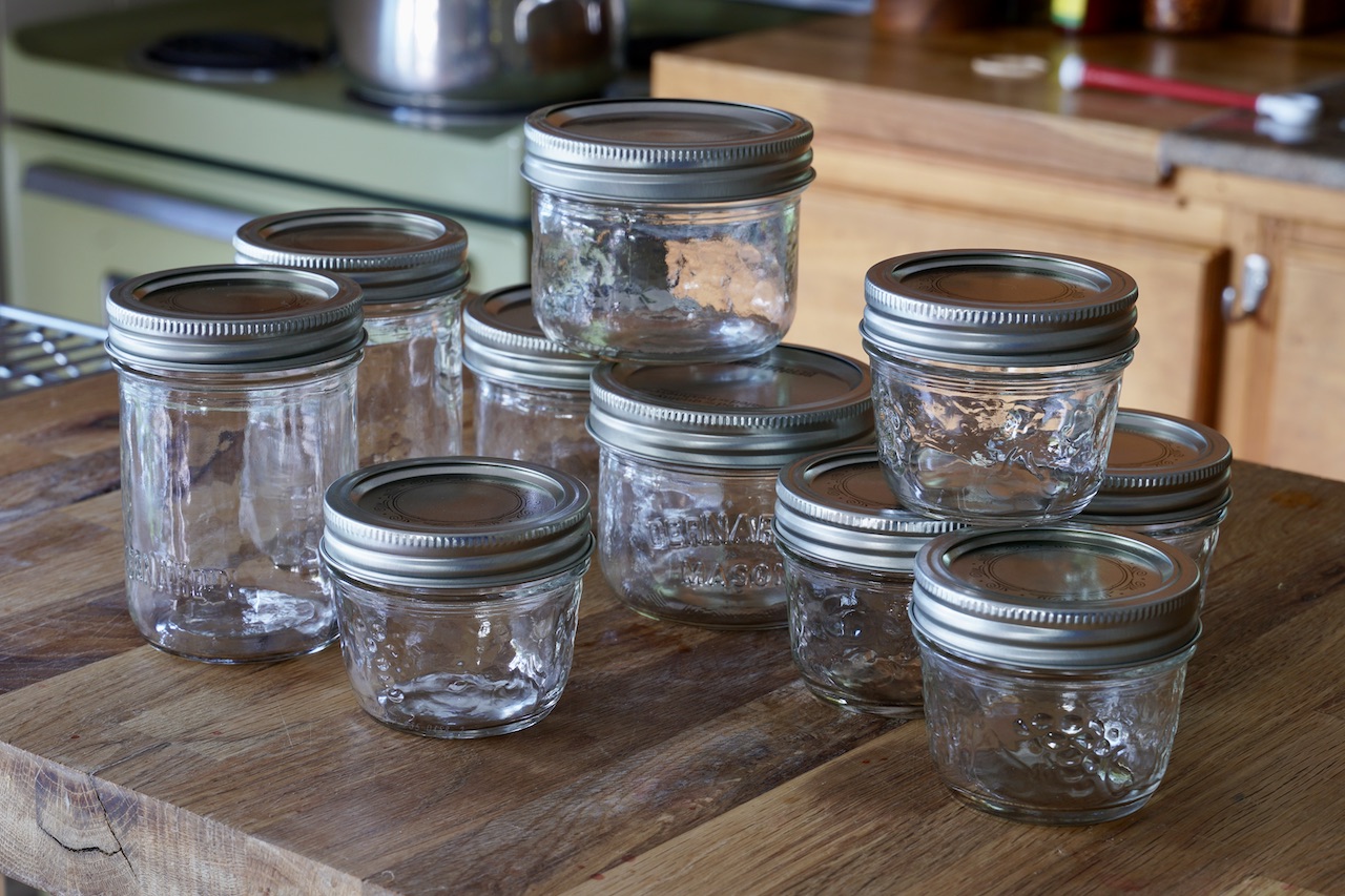 Canning jars of assorted sizes