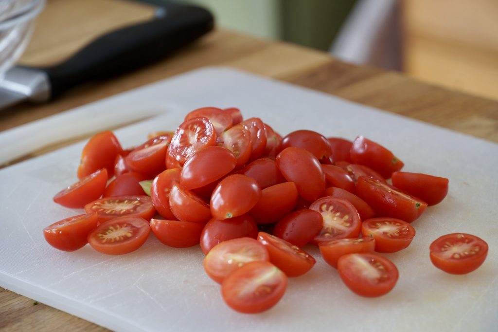 Halved cherry tomatoes