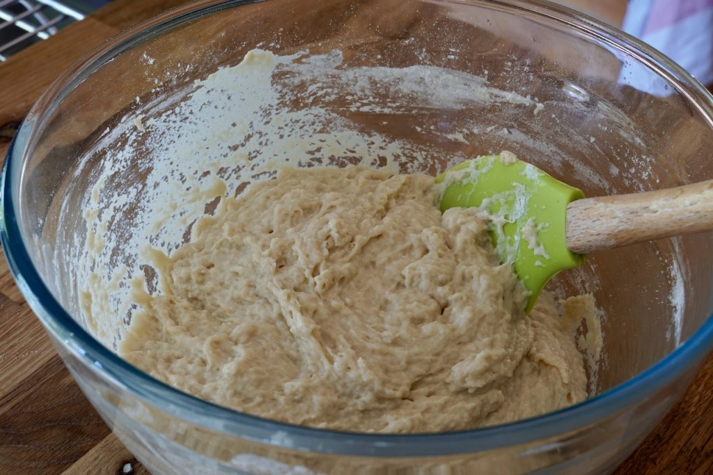 The shaggy dough after being stirred together