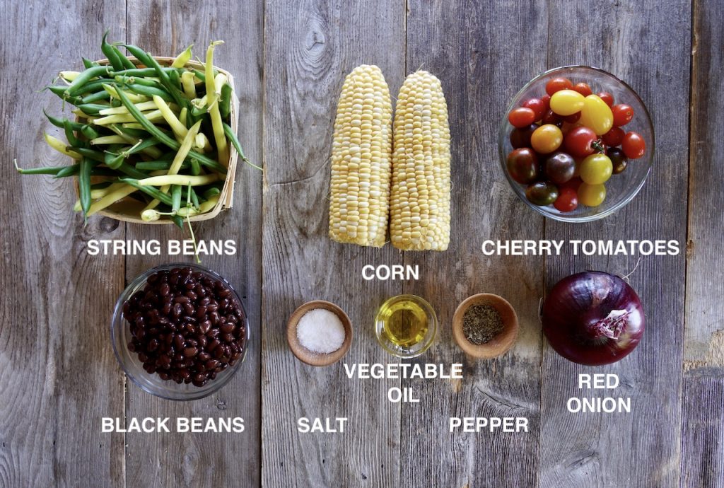 Ingredients for Bean, Corn & Tomato Salad