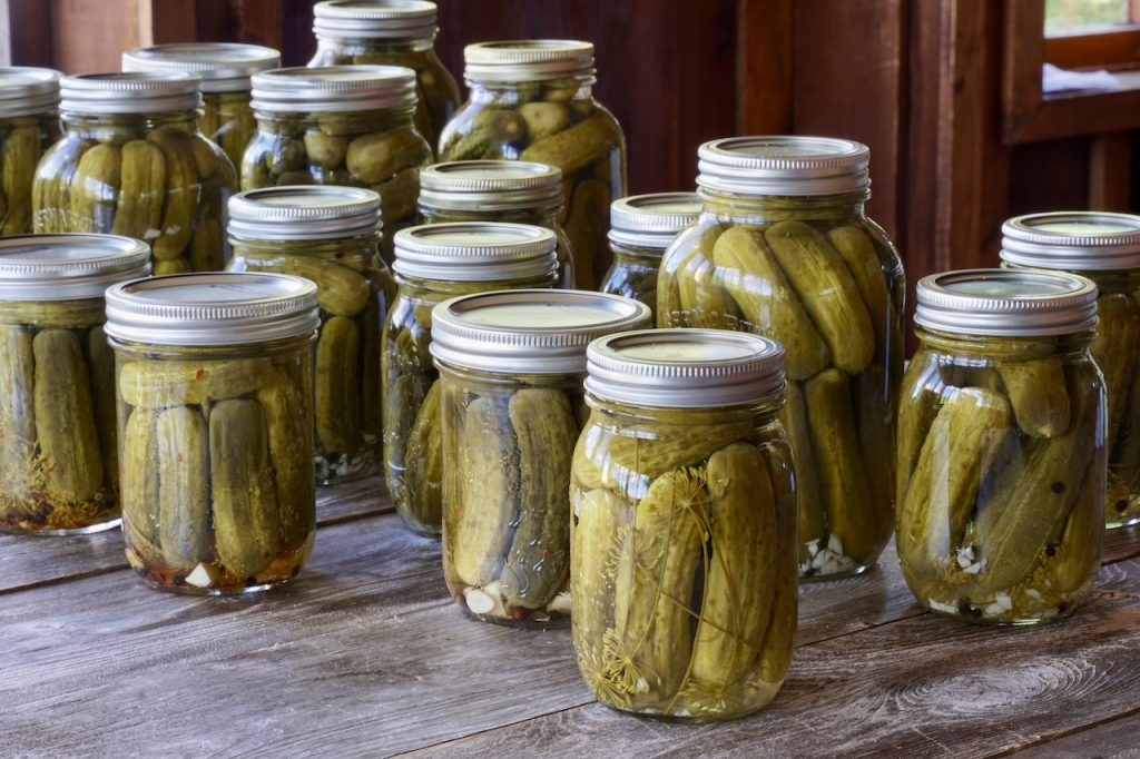 Jars of garlic dill pickles. hurray!