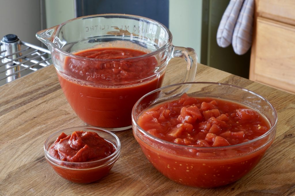 Tomato paste, diced tomatoes and tomato sauce