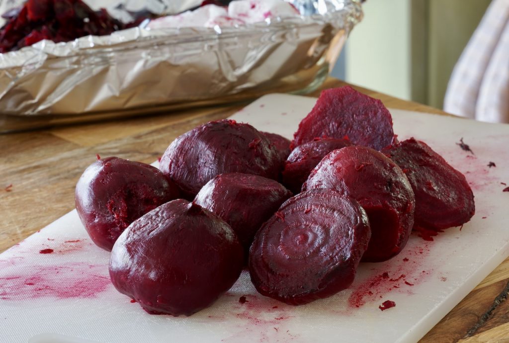 Peeled oven-roasted beets