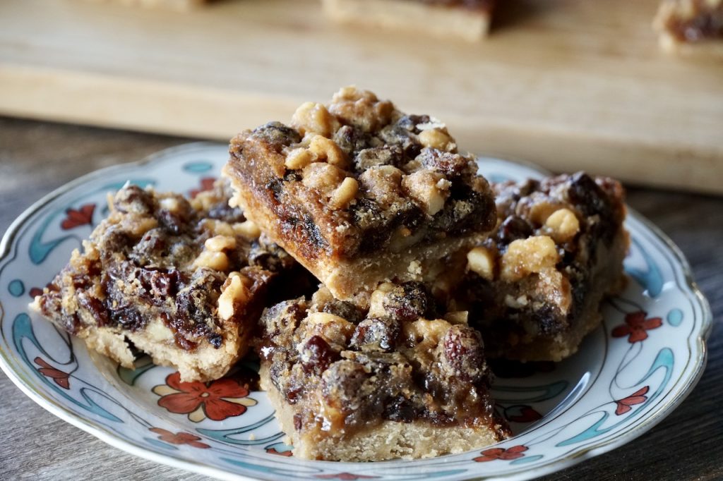 A plate of butter tart squares