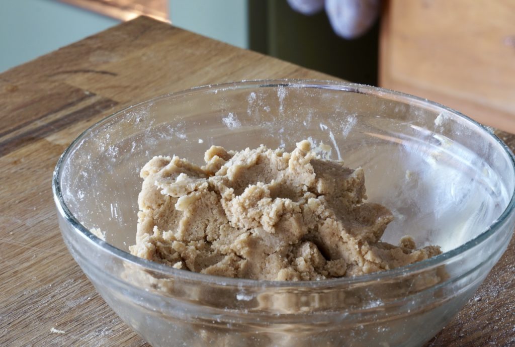 Dough made from flour, butter and brown sugar