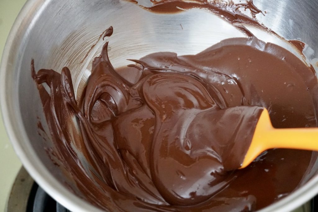 Semisweet chocolate melted to a smooth consistency