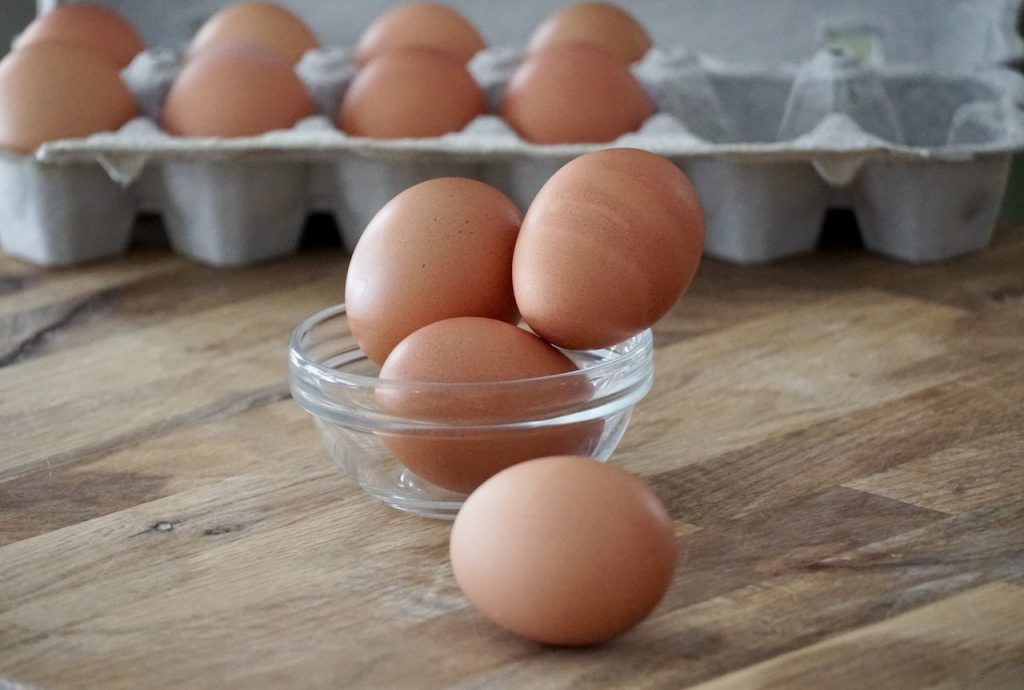 Organic farm fresh eggs.