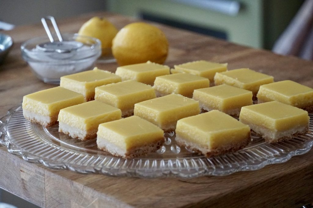 Lemon squares before being dusted with icing sugar