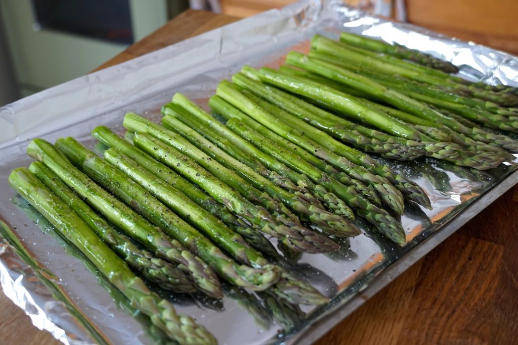 Asparagus lightly peeled