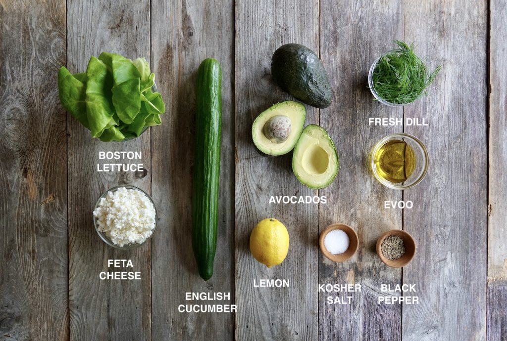 Ingredients for Cucumber Avocado Feta Salad
