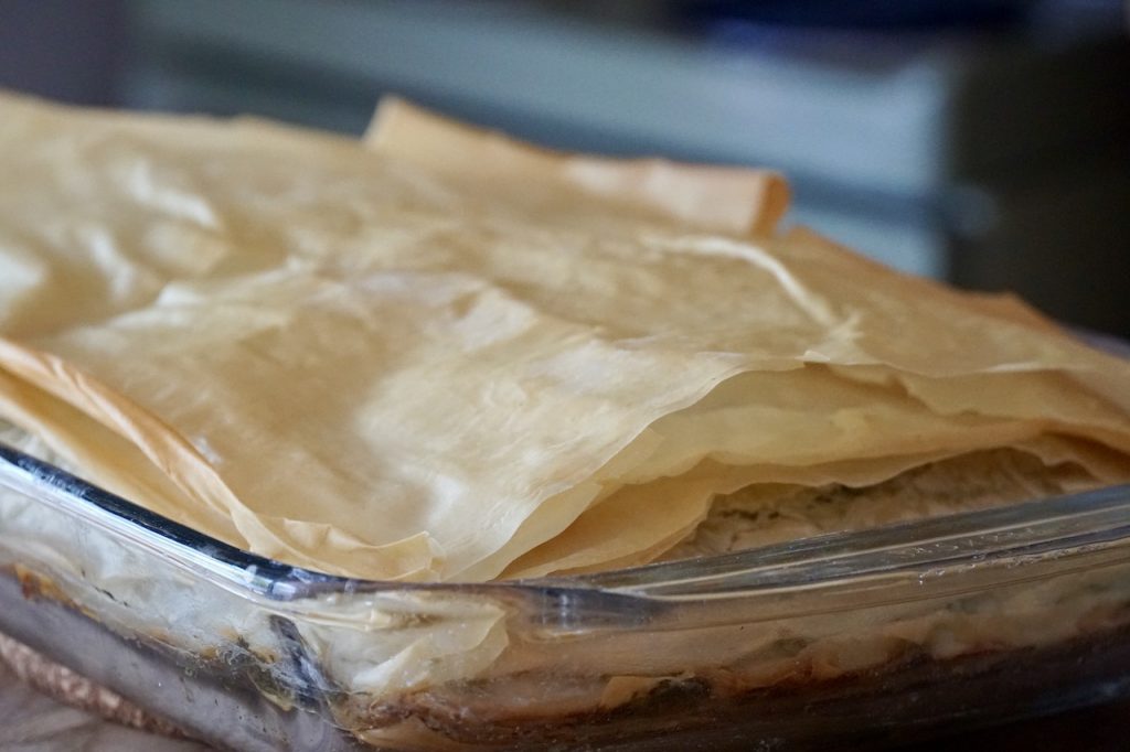 The golden dome of the cooked phyllo