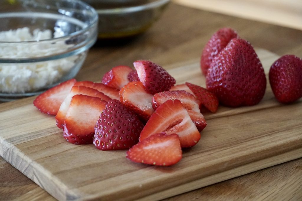 Freshly sliced strawberries