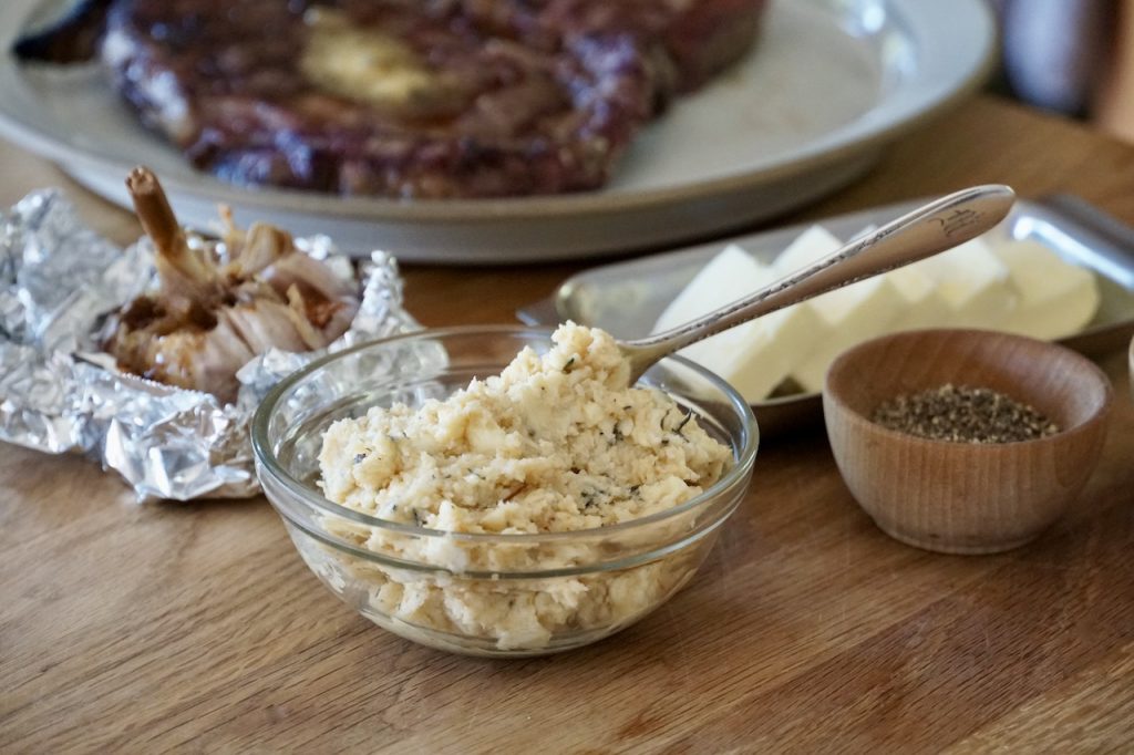 Roasted garlic compound butter