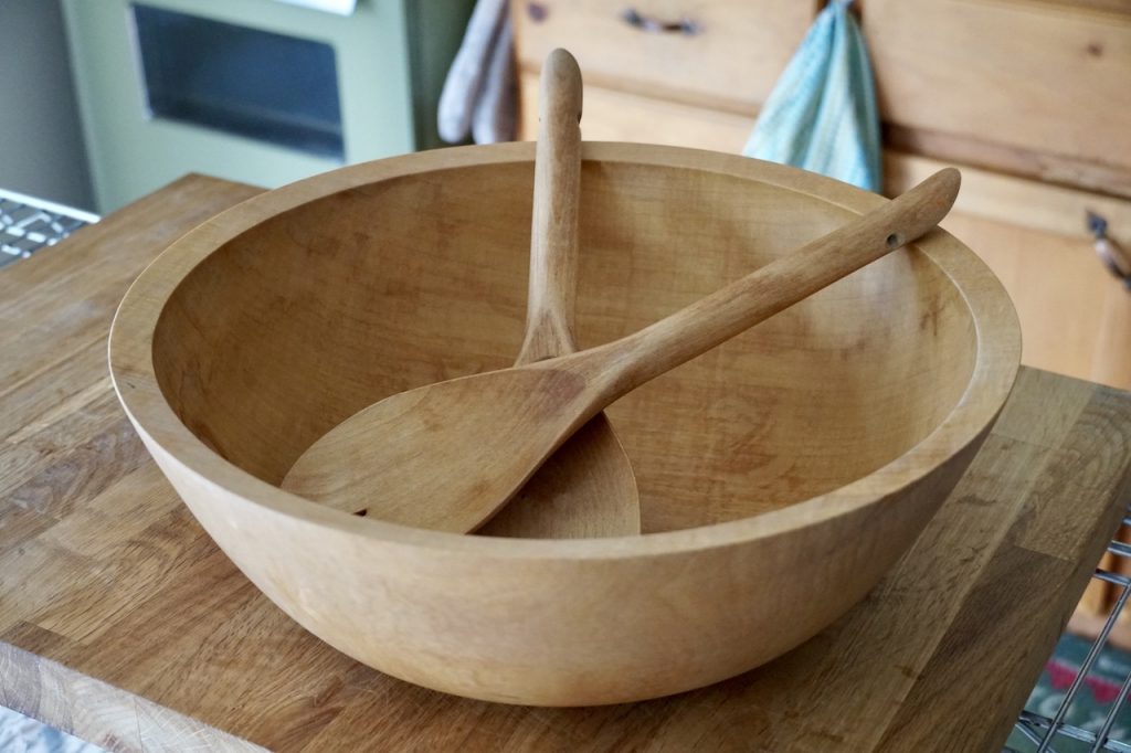A beautiful handmade wooden salad bowl