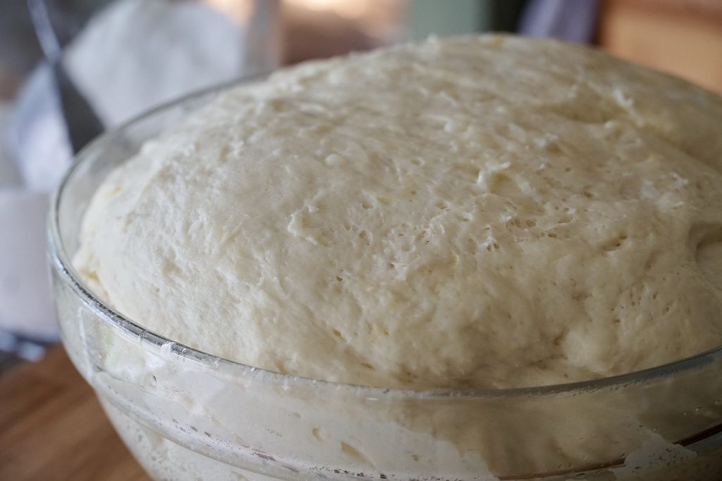 The dough doubles in size after 90 minutes