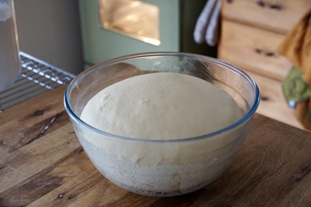 The yeast dough doubled in size