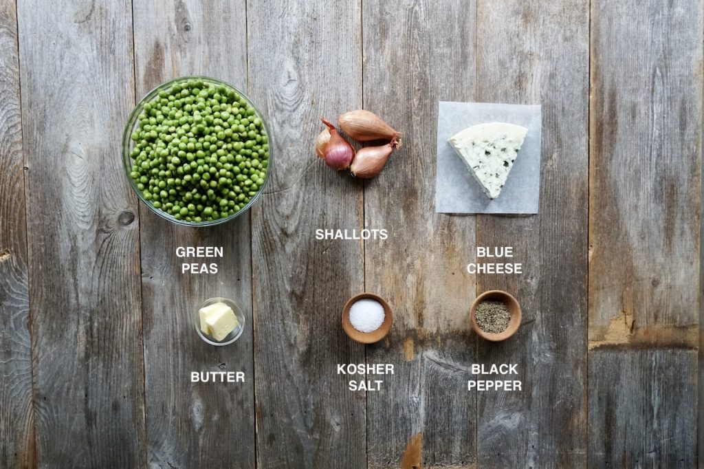 Ingredients for Green Peas with Blue Cheese
