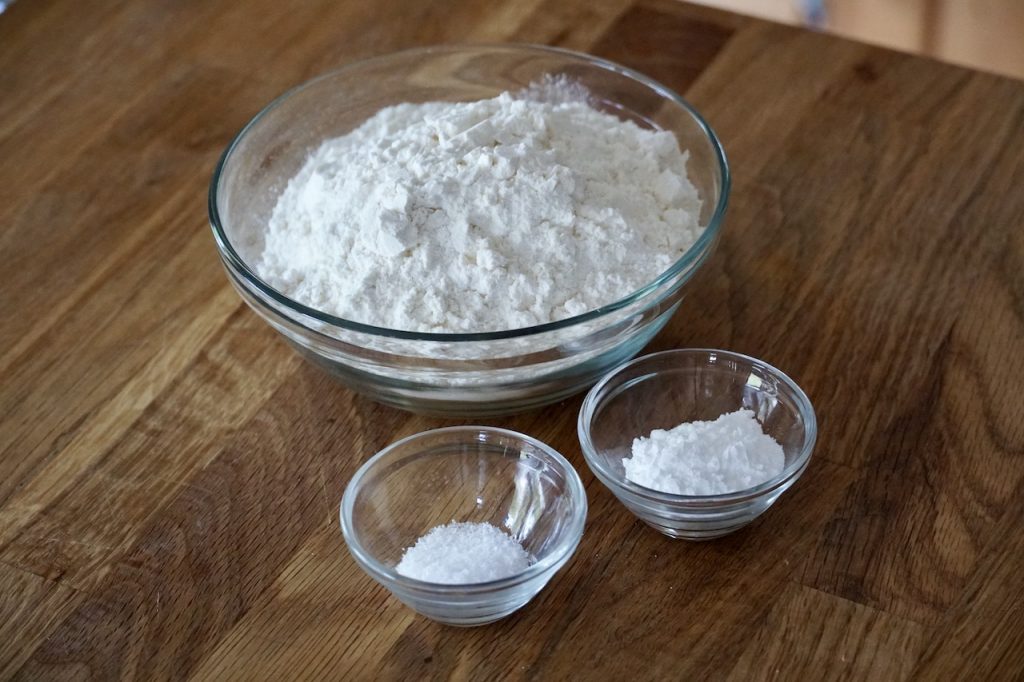 Dry mix of flour, baking powder and kosher salt
